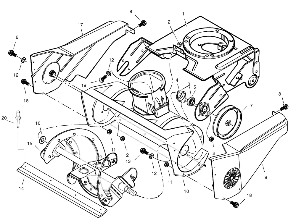 Auger Components Diagram and Parts List for 6210701X54NB  Briggs and Stratton Snow Blower